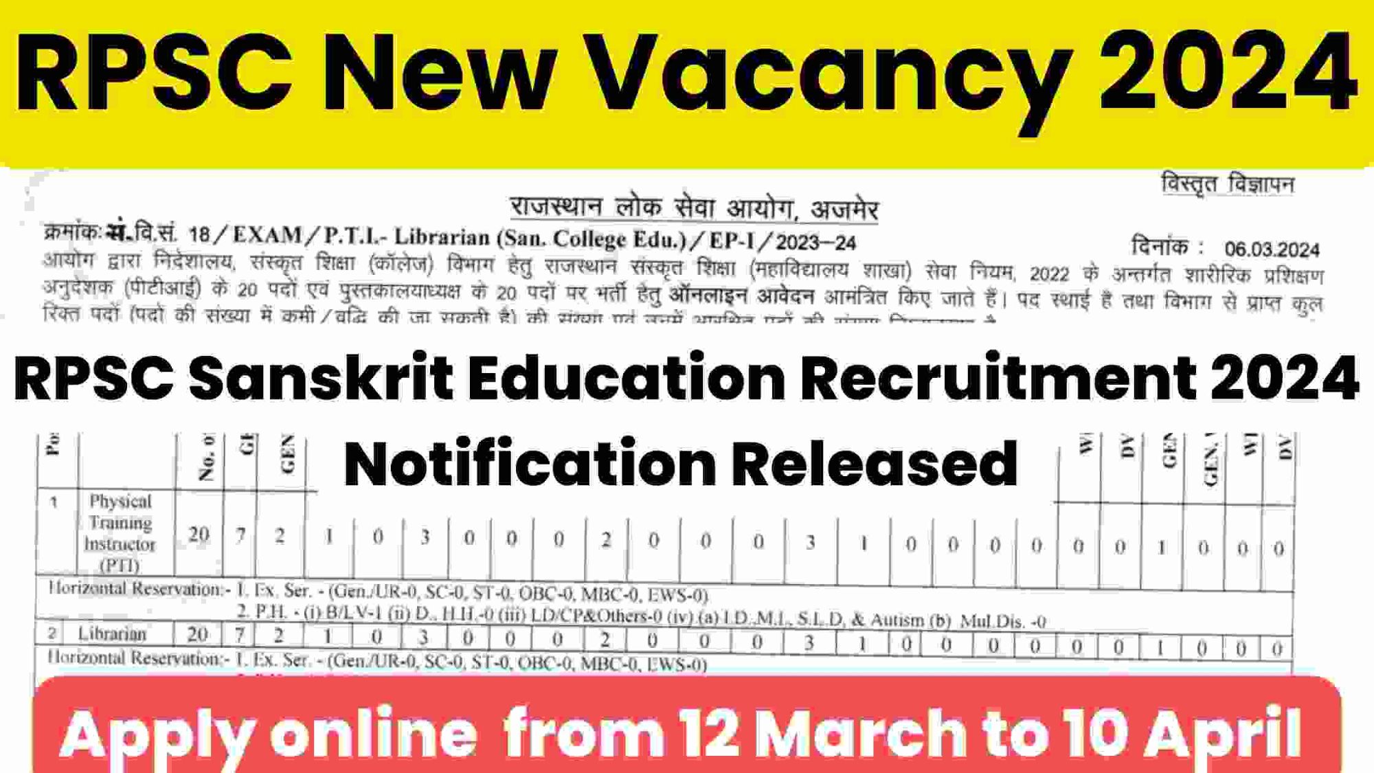 RPSC NEW VACANCY 2024