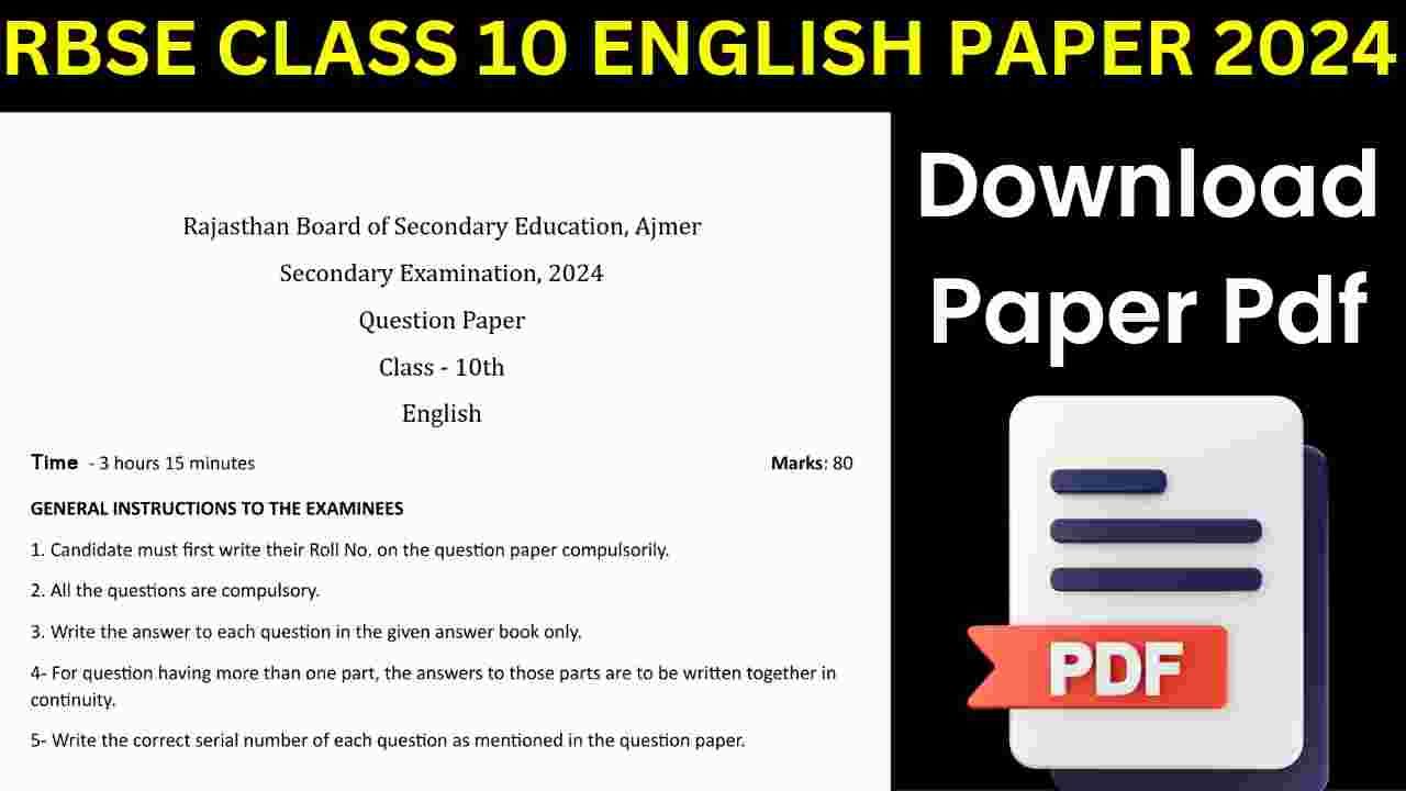 rRBSE Class 10 English Question Paper 2024