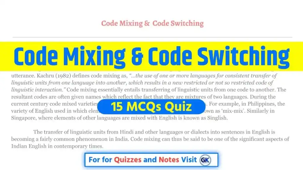Code Mixing and Code Switching Quiz