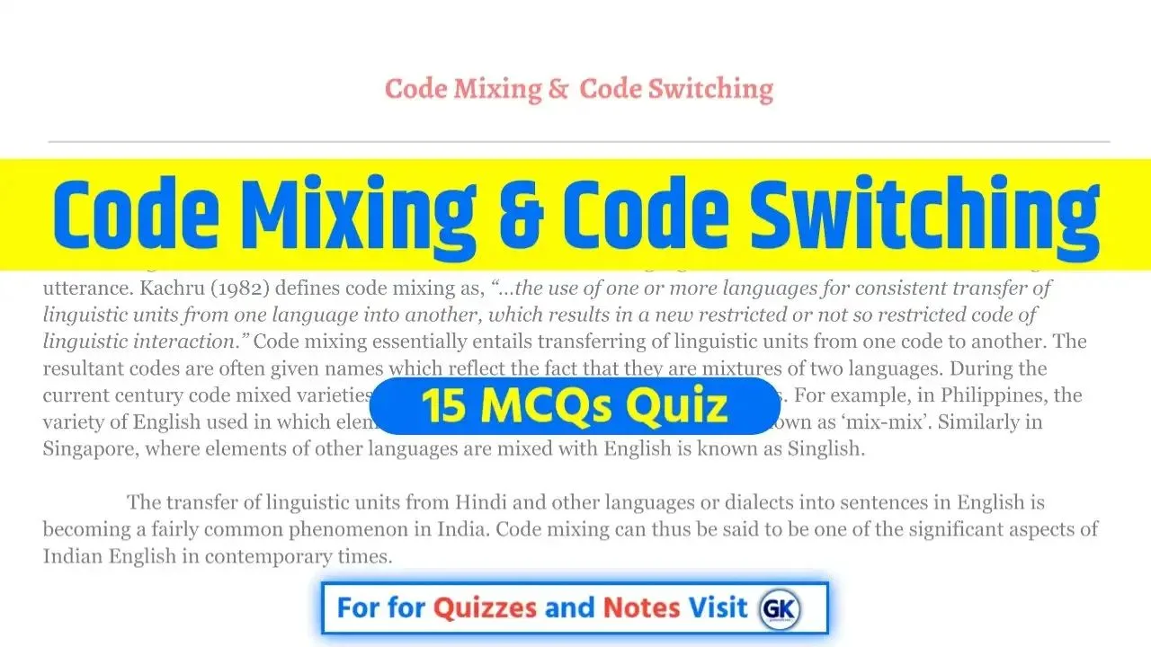 Code Mixing and Code Switching Quiz