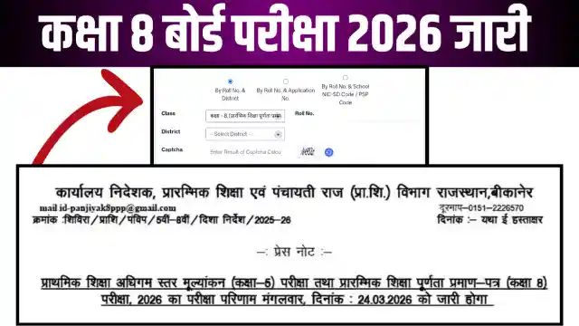 Rajasthan 8th Board Result 2026